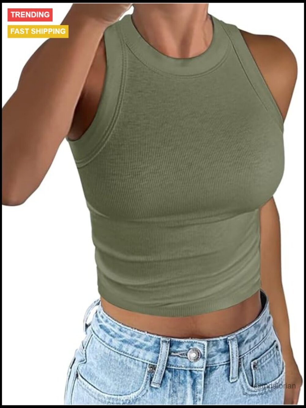 Ribbed Racerback Tank Top Sleeveless Crewneck Slim Fit Tunic Tops